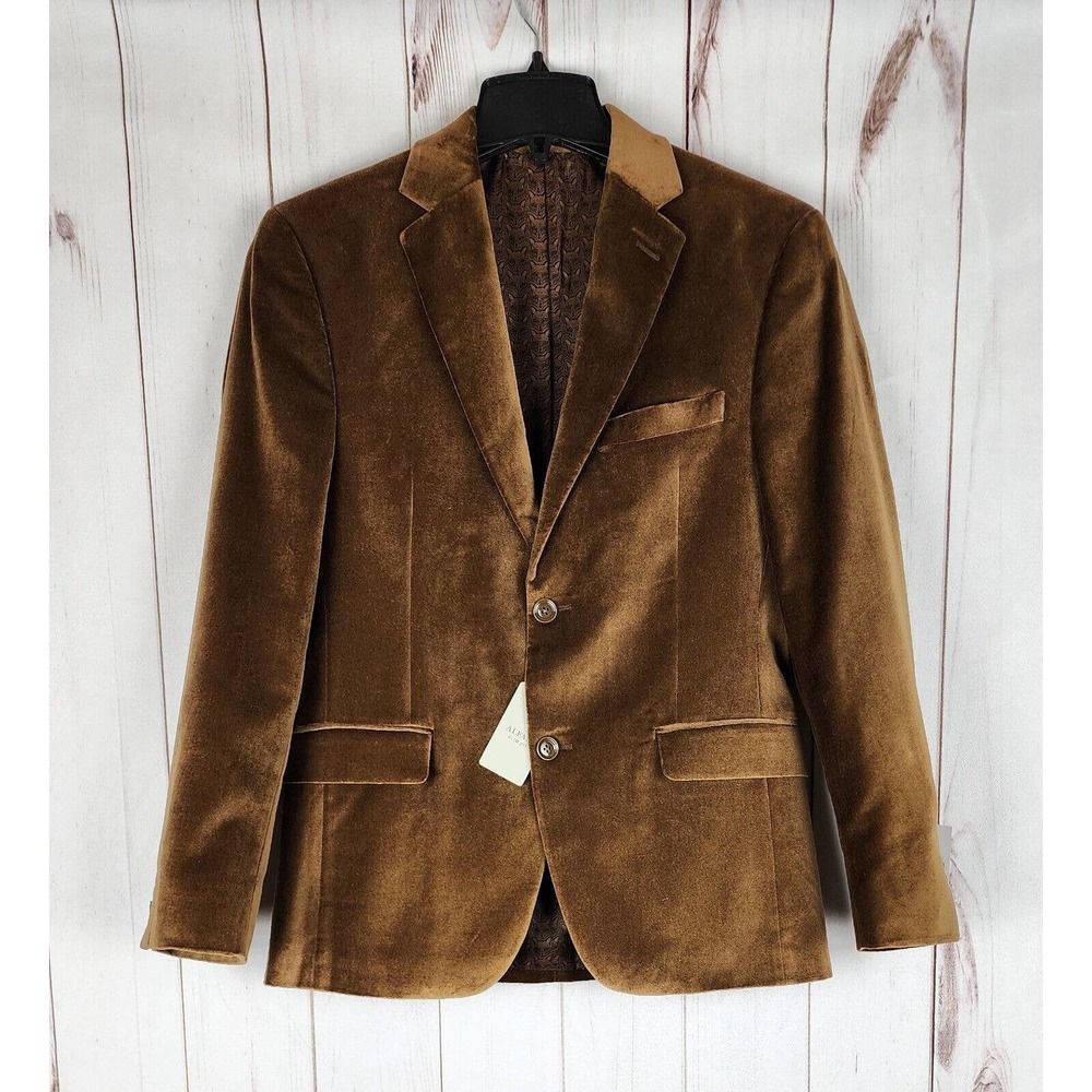 Alfani Men's Slim-Fit Solid Velvet Sport Coat Blazer Gold 44S NWT